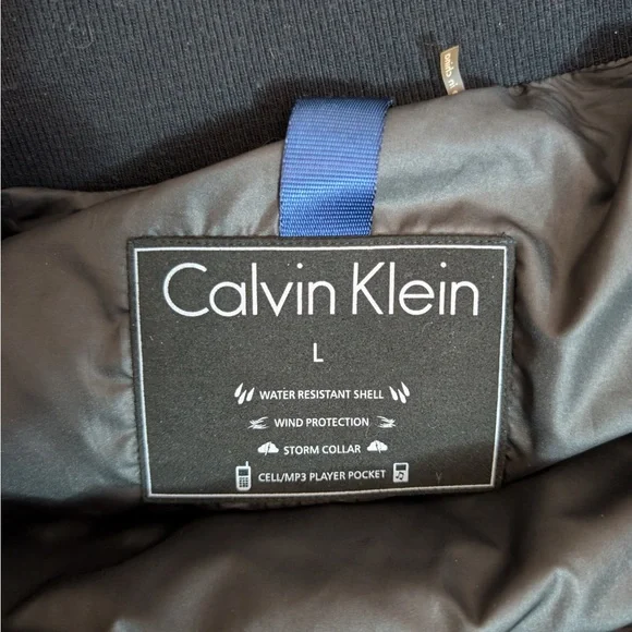 Calvin Klein Men’s Winter Coat Jackets Bomber Pockets Grey Full Zip - Picture 8 of 9